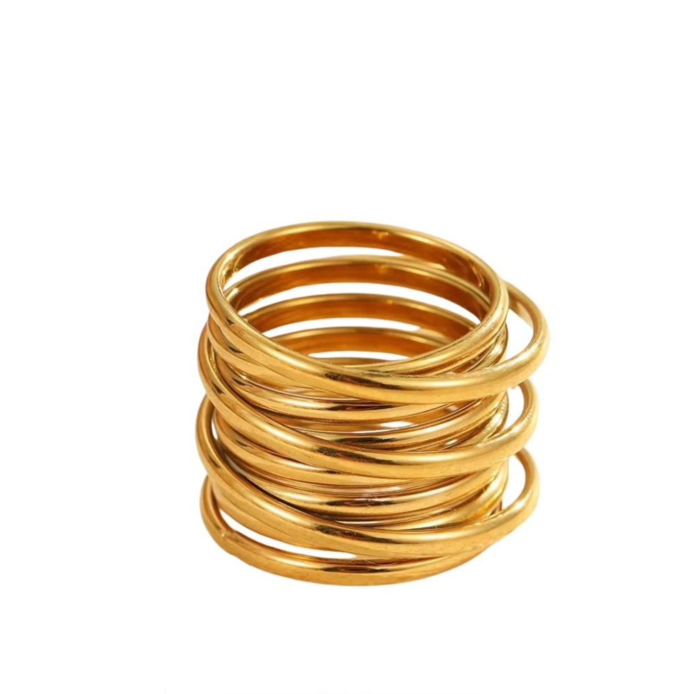 18 k Gold Plated Stainless Steel Multi Layer Bad Ring Size 7